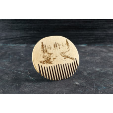 Wooden beard comb "Scenery "