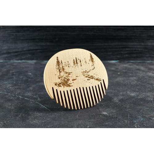 Wooden beard comb "Scenery "