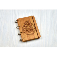 Notepad A6 "Coat of arms of Harry Potter " made of natural wood on rings. Notebook. Album for drawing. A diary. Sketchbook