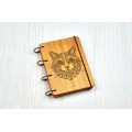 Купить Notepad A6  "Cat mehendi style" made of natural wood on rings. Notebook. Album for drawing. A diary. Sketchbook  по лучшей цене