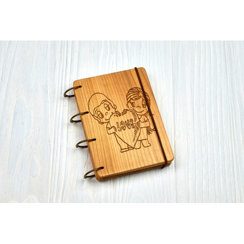 Купить Notepad A6  "Love" made of natural wood on rings. Notebook. Album for drawing. A diary. Sketchbook  по лучшей цене