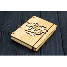 Notepad A6 "Mikhendi style slotted heart " made of natural wood on rings. Notebook. Album for drawing. A diary. Sketchbook