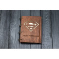 Notebook A5 "Superman " Dark of plywood on the rings, 60 sheets