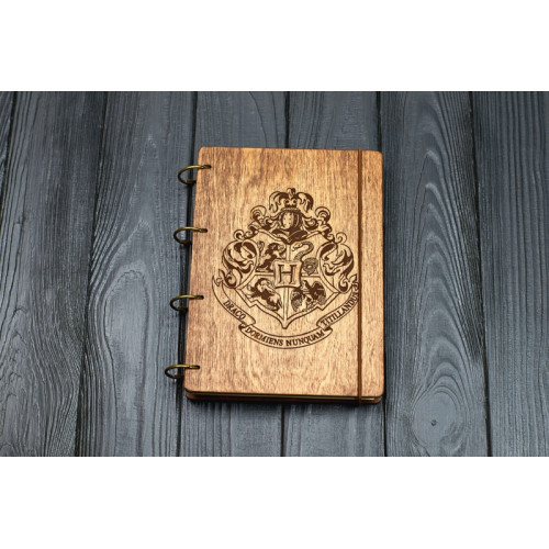 Notebook A5 "Coat of arms of Harry Potter " Dark of plywood on the rings, 60 sheets