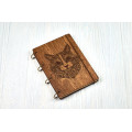 Notebook A5 "Cat mehendi style " Dark of plywood on the rings, 60 sheets