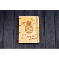 Notebook A5 "Party like a pineapple " Light plywood on the rings, 60 sheets