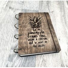 Notebook A5 "Be a Pineapple  " Dark of plywood on the rings, 60 sheets
