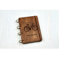 Notebook A6 "Bicycle" from plywood Dark on the rings, 60 sheets