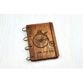 Notebook A6 "Bicycle antique" from plywood Dark on rings, 60 sheets