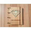 Notepad A6 "Superman" made of natural wood on rings. Notebook. Album for drawing. A diary. Sketchbook