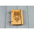Pocket notebook made of wood A7 on rings "Owl "