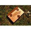 Notepad natural wood + leather "Feather" with 1 clasp