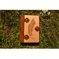 Notepad natural wood + leather "Feather" with 1 clasp
