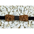 Bow tie slim "Flourishes" made of natural wood with engraving
