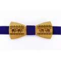 Bow tie "Elephants" made of natural wood with engraving