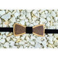 Leather Bow tie "Aged brown" made of natural wood