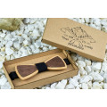 Leather Bow tie "Aged brown" made of natural wood