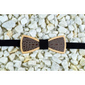 Leather Bow tie "Dark Python" made of natural wood