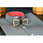 Leather Bow tie "Aged Black" made of natural wood