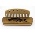 Comb of natural wood "Fish" in a holder for beard and hair