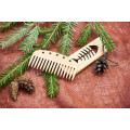 Comb of natural wood "Fish`s skeleton" in a holder for beard and hair