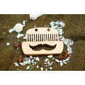 Comb of natural wood "Mustache" in a holder for beard and hair