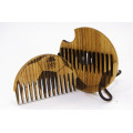 Round comb for a beard Football made of natural wood in a holder