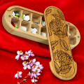 Wooden Weekly Pill Organizer – 14 Compartments for Pills & Vitamins, Chrysanthemum Wooden Weekly Pill Organizer – 14 Compartments for Pills & Vitamins, Chrysanthemum