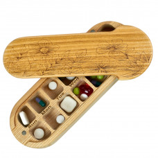 Double wooden tablet holder, Lotus, organizer for tablets and vitamins