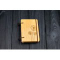 Pocket notebook A7 "Dandelions" Light of plywood on the rings, 60 sheets