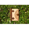 Notepad Natural Wood + Leather Wolf Mascot with 2 Clasps