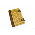 Notepad natural wood + leather "Mandala" with 1 clasp