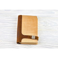 Notepad natural wood + leather She-wolf with magnet clasp