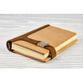 Notepad natural wood + leather She-wolf with magnet clasp