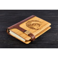 Notebook made of genuine leather and wood "Unicorn" on magnetic clasp