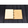 Notebook A6 Hearts on a slot made of plywood Light on rings, 60 sheets
