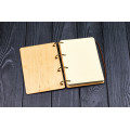 Notebook A6 "Heart All we need" (cut) from plywood Light on rings, 60 sheets