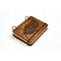 Notebook pocket A7 "Mehendi's feather" Dark of plywood on the rings, 60 sheets