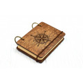 Pocket notebook A7 "Wind rose" Dark of plywood on the rings, 60 sheets