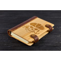 Notepad natural wood + Skull leather with 2 clasps