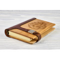 Notebook made of genuine leather and wood "Hogwarts" on a magnetic clasp