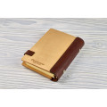 Notebook made of genuine leather and wood "Feather" on magnetic clasp