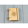 Pocket notebook made of wood A7 on rings "Windrose"