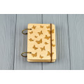 Pocket notebook made of wood A7 on rings "Butterflies"