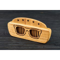 Comb of natural wood "Sunglasses" in a mini holder for beard and hair