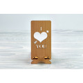 Stand for phone "  I LOVE YOU " from a natural wood