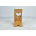 Stand for phone "  I LOVE YOU " from a natural wood