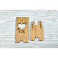 Stand for phone "  I LOVE YOU " from a natural wood