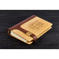 Notebook made of genuine leather and wood "Work Hard Dream Big" on magnetic clasp
