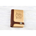 Notebook made of genuine leather and wood "It is never too late" on magnetic clasp